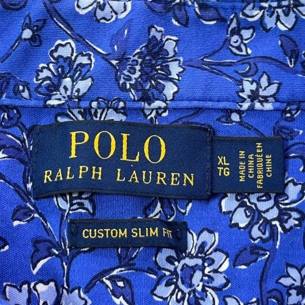 Polo Ralph Lauren Floral Polo Shirt Men XL Blue‎ Custom Slim Fit All Over Print